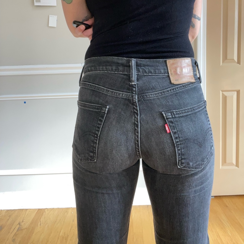 Distressed 513 Levi’s in black (men’s but I wore them)